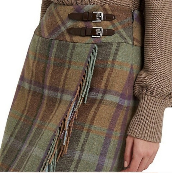 NWT LAUREN RALPH LAUREN Wool Plaid Fringe Trim Tweed Miniskirt - Picture 11 of 16